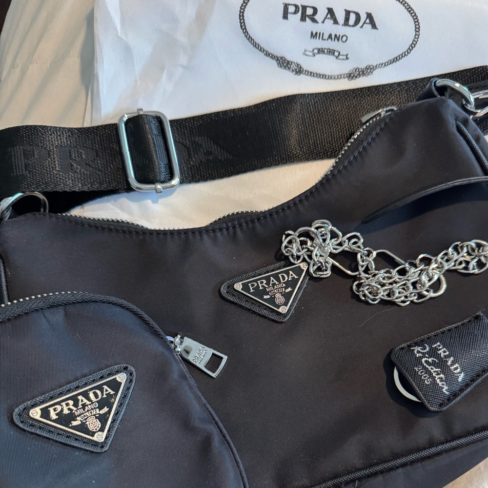 Prada mini Re-Edition Bag women
Prada Black Crossbody Bag with Pouch